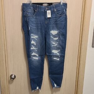 Torrid Dark Blue Distressed Ankle Jeans